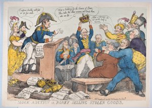 Leilão simulado ou Boney Selling Stolen Goods, 25 de dezembro de 1813., 25 de dezembro de 1813. de Thomas Rowlandson