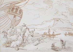 Mãe e filhos à beira-mar de Thomas Rowlandson