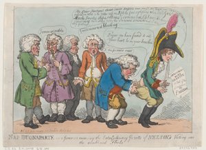 Sesta Buonaparte em uma Febre ao Receber o Diário Extraordinário de Nelson ..., 13 de novembro de 1805. de Thomas Rowlandson