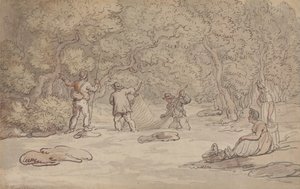 Colocação de uma rede numa poça de salmões de Thomas Rowlandson