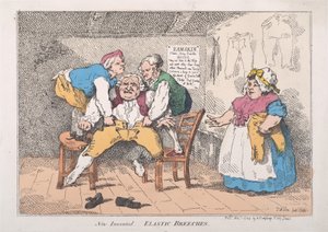 Novas calças elásticas inventadas, 1º de novembro de 1784., 1º de novembro de 1784. de Thomas Rowlandson