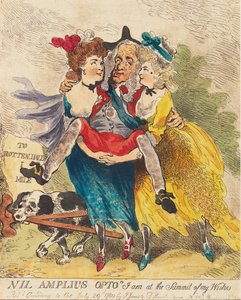 Nil Amplius Opto Eu estou no Summit of my Wishes, pub. 1780 (gravura colorida à mão de Thomas Rowlandson