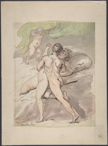 Casal nu a abraçar-se de Thomas Rowlandson