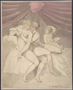 Casal nu a abraçar-se de Thomas Rowlandson