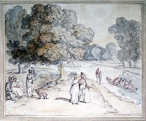 Sobre o Tamisa (caneta e tinta, aguarela) de Thomas Rowlandson