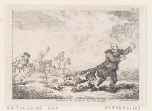 Parson Adams envolvido em uma aventura de caça perigosa, de The Adventures of Joseph Andre..., 1792. de Thomas Rowlandson
