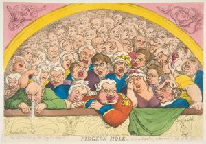 Pidgeon Hole. Um artifício do convento para coopear os deuses, 20 de fevereiro de 1811. de Thomas Rowlandson