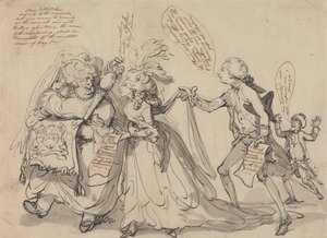 Pitt e seus aliados em sua luta pela regência de Thomas Rowlandson
