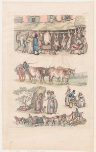 Placa 15, Esboços de Figuras, Paisagens e Gado... para o Uso dos Aprendizes, Ju..., 1º de junho de 1790. de Thomas Rowlandson