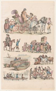 Placa 16, Esboços de Figuras, Paisagens e Gado... para o Uso dos Aprendizes, Ju..., 1º de junho de 1790. de Thomas Rowlandson