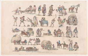 Placa 4, Esboços de Figuras, Paisagens e Gado... para o Uso de Aprendizes, Ma..., 8 de março de 1790. de Thomas Rowlandson