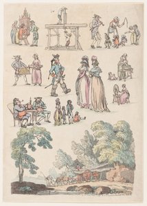 Placa 5, Esboços de Figuras, Paisagens e Gado... para o Uso dos Aprendizes, Ju..., 18 de junho de 1790. de Thomas Rowlandson