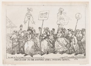Procissão para The Hustings após uma investigação bem-sucedida, 30 de abril de 1784., 30 de abril de 1784. de Thomas Rowlandson