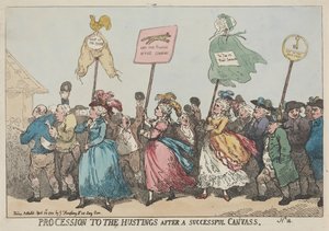 Procissão até ao palanque após uma campanha eleitoral bem-sucedida de Thomas Rowlandson