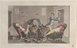 A família assiste a um final esportivo, de The History of Johnny Who Knee..., 1 de dezembro de 1821 de Thomas Rowlandson