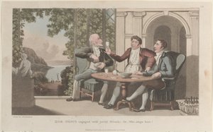Quae Genus Engaged with Jovial Friends, Or-Who Sing Best, from The History of..., 1 de janeiro de 1822. de Thomas Rowlandson