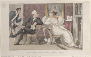 Quae Genus, Interrupts a Tête à Tête, de The History of Johnny Quae Genus, T..., 1 de janeiro de 1822 de Thomas Rowlandson