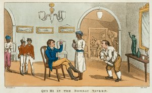 Qui Hi na Bombay Tavern, de &39;The Grand Master, ou Adventures of Qui Hi no Hindostan. Um poema de Hudibras em oito cantos por questionário &39;, por William Combe (1741-1823) publicado por Thomas Tegg, Londres, 181 de Thomas Rowlandson