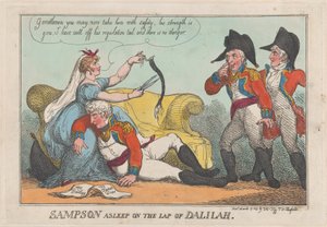 Sampson dormindo no colo de Dalilah, 19 de março de 1809., 19 de março de 1809. de Thomas Rowlandson