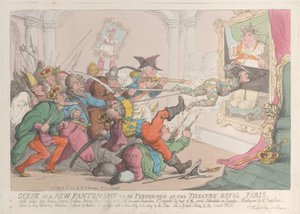 Cena em uma nova pantomima a ser encenada no Theatre Royal Paris, 12 de abril de 1815., 12 de abril de 1815 de Thomas Rowlandson