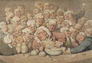 Serving Punch, c.1815-20 (caneta e tinta e aquarela sobre lápis no papel) de Thomas Rowlandson
