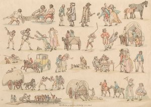 Conjunto de dezasseis: Esboços de Números e Paisagens de Thomas Rowlandson