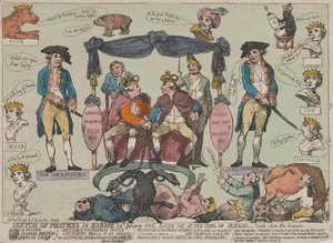 Esboço da Situação Política na Europa, 24 de janeiro de 1786 — Aniversário do Rei da Prússia--- de Thomas Rowlandson