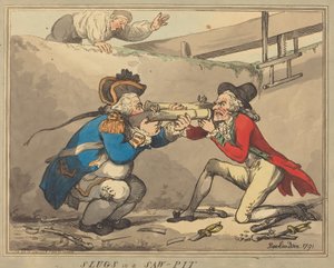 Lesmas em uma serraria de Thomas Rowlandson