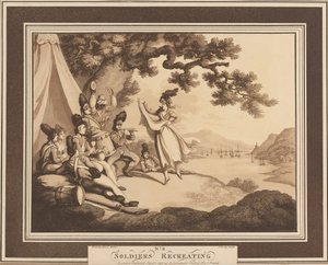  Soldados recriando , c.1798 de Thomas Rowlandson