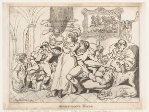 Salão dos Caçadores, ou Caçadores de Raposas a Descansar de Thomas Rowlandson