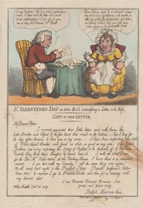 Dia de São Valentim ou John Bull interceptando uma carta para sua esposa, fevereiro ..., 23 de fevereiro de 1809. de Thomas Rowlandson