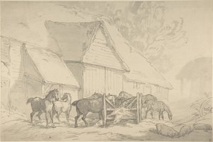 Cavalariço com cavalos de Thomas Rowlandson
