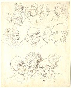 Estudos de cabeças grotescas de Thomas Rowlandson