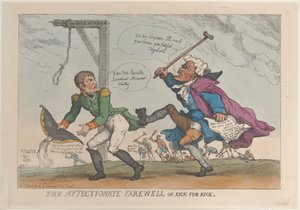 A despedida carinhosa, ou chute por chute, 17 de abril de 1814., 17 de abril de 1814. de Thomas Rowlandson