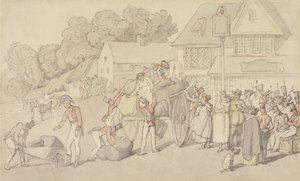 A chegada de um pelotão da milícia a uma estalagem de Thomas Rowlandson