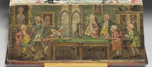 "O Livro da Oração Comum", detalhe de uma pintura anterior de "Um Jogo de Bilhar", 1772 de Thomas Rowlandson