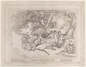 O cavalo de carroça da vida de um cavalo de corrida, ou The High-Mettled Racer, 20 de julho..., 20 de julho de 1789 de Thomas Rowlandson
