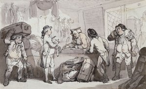 O escritório de reservas de treinadores: Thomas Rowlandson e Henry Wigstead Booking Your Passage, de Thomas Rowlandson