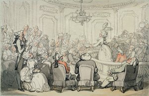 O Concerto, de &39;Scenes at Bath&39;, c.1795-1800 (aquarela e caneta e tinta no papel colocado no suporte) de Thomas Rowlandson