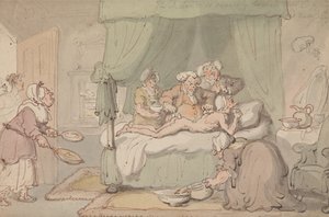 «O médico apresenta contusões tão graves que se considera necessário recorrer à terapia de ventosas» de Thomas Rowlandson