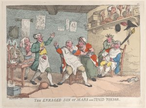 O Enfurecido Filho de Marte e Timid Tonsor, 20 de abril de 1811., 20 de abril de 1811. de Thomas Rowlandson