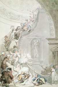 The Exhibition &39;Stare-Case&39;, Somerset House, c.1800 (aquarela com lavagem cinza e marrom sobre papel) de Thomas Rowlandson