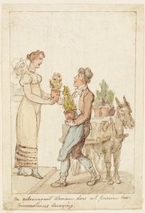 A mulher extravagante não percebe suas circunstâncias decadentes de Thomas Rowlandson