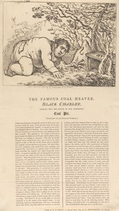 O famoso carregador de carvão, Black Charley, a olhar para a boca da maravilhosa mina de carvão de Thomas Rowlandson