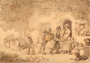 O Fishseller, cerca de 1775-1800 (aguarela e tinta) de Thomas Rowlandson