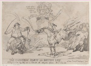 O cavalo hanoveriano e o leão britânico, 31 de março de 1784., 31 de março de 1784. de Thomas Rowlandson