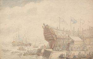 O lançamento do H.M.S. «Hibernia», em 1804