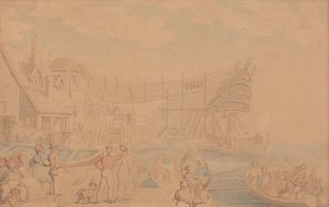 O lançamento de um navio de Thomas Rowlandson