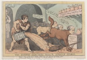 The Modern Hercules, Cleansing the Augean Stable, 23 de abril de 1805., 23 de abril de 1805. de Thomas Rowlandson