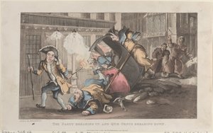 The Party Breaking Up, e Quae Genus Breaking Down, de The History of John..., 1 de dezembro de 1821. de Thomas Rowlandson